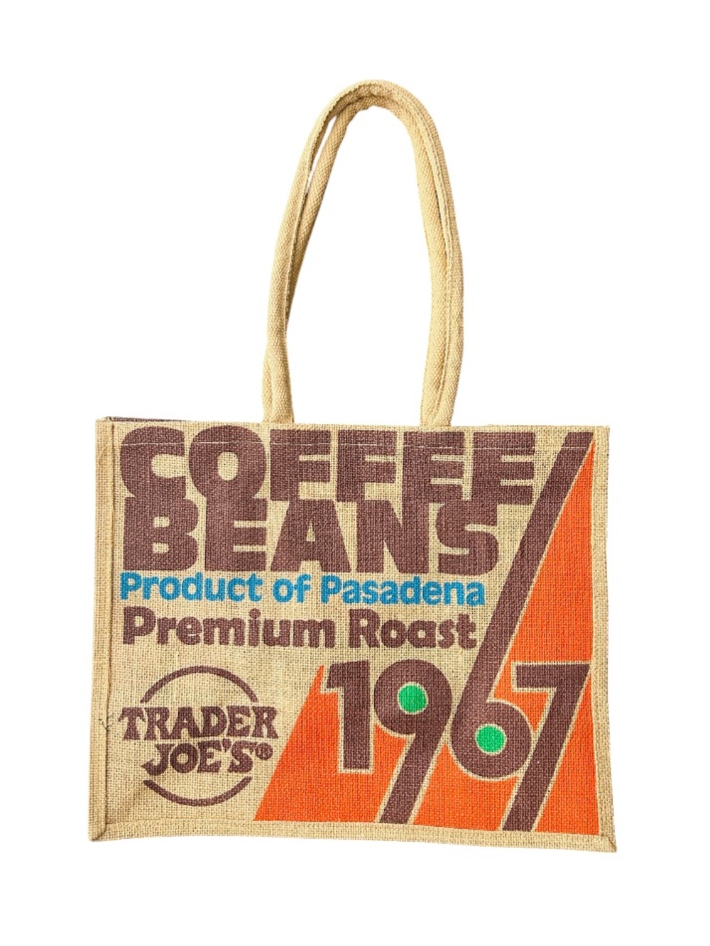 ☕️ Trader Joe’s 1967 Coffee Bean Natural Jute Tote NWT View 4